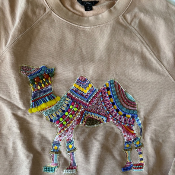 NEW J.Crew Camel Crewneck Sweatshirt Size S - Picture 2 of 4